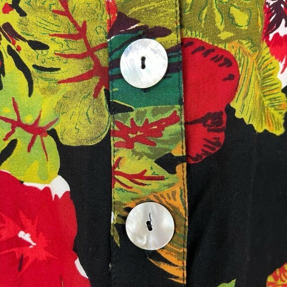 Vintage Paradiso Large Top Shell Button Hawaiian Aloha Crop Beaded Womens - Picture 10 of 15